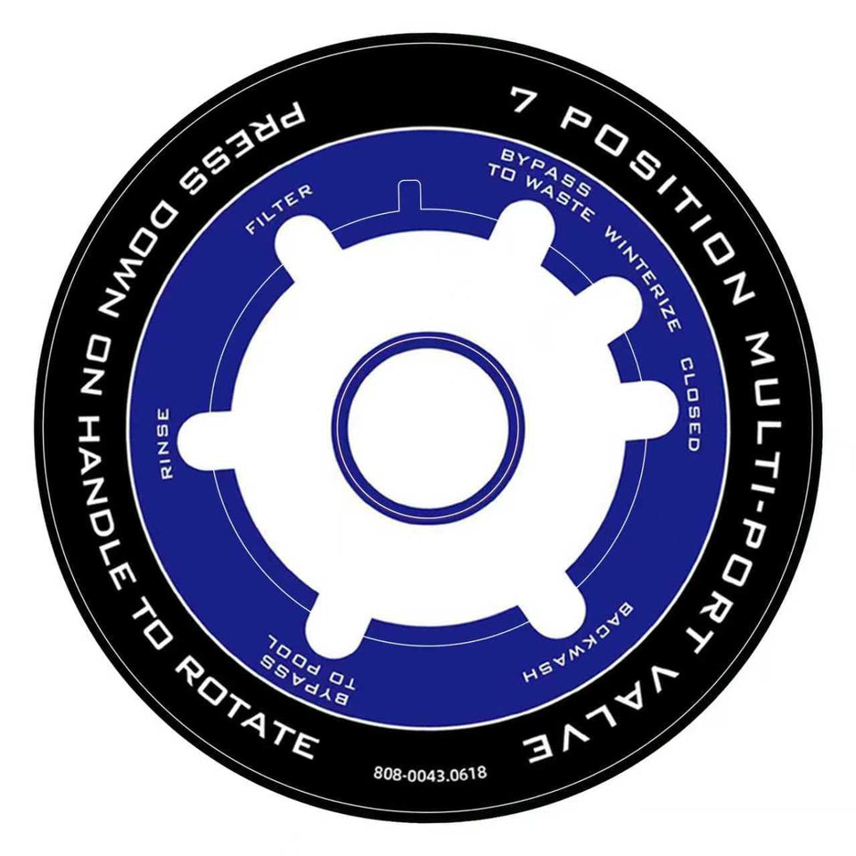 8B8B 808-0043 pool valve label clearly marks functions for WVS003 valves to prevent missteps