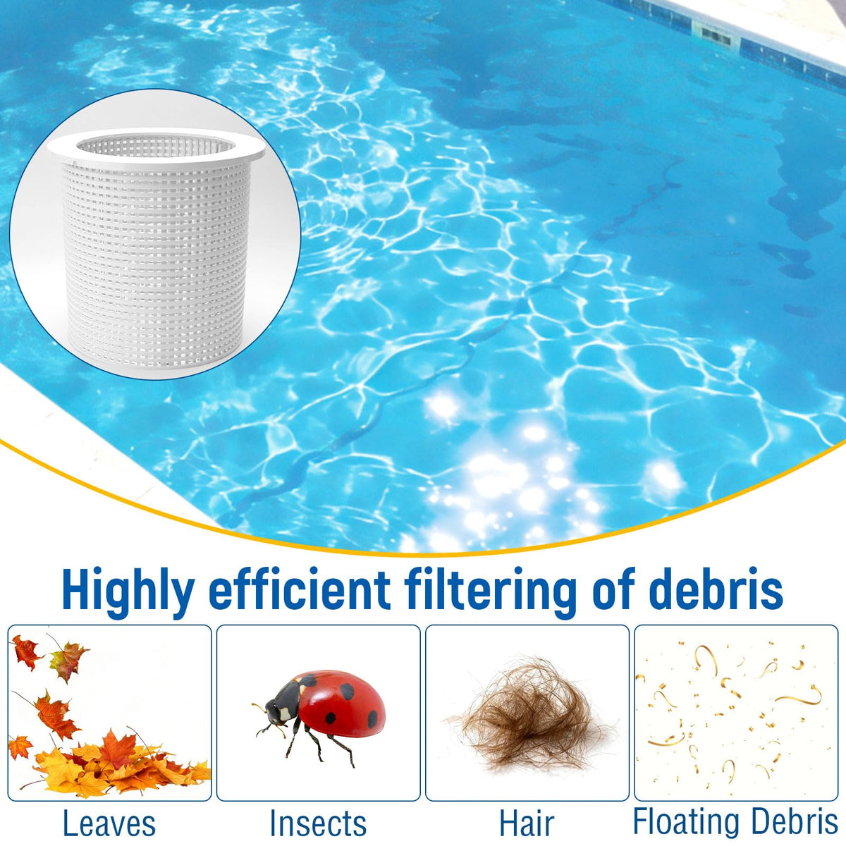 8B8B R38013A basket in skimmer housing, quick installation without tools.