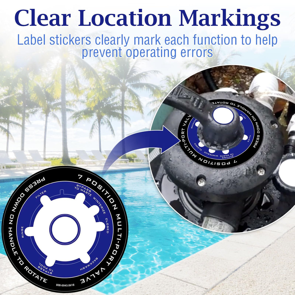 8B8B UV resistant pool label stays vibrant in sun and humidity