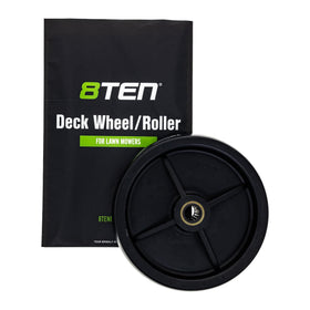 8TEN deck wheel side view demonstrates broad John Deere model compatibility.