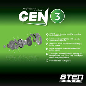 8TEN Gen 3 electric PTO clutch Raider 2024 close-up for compact design and smooth operation