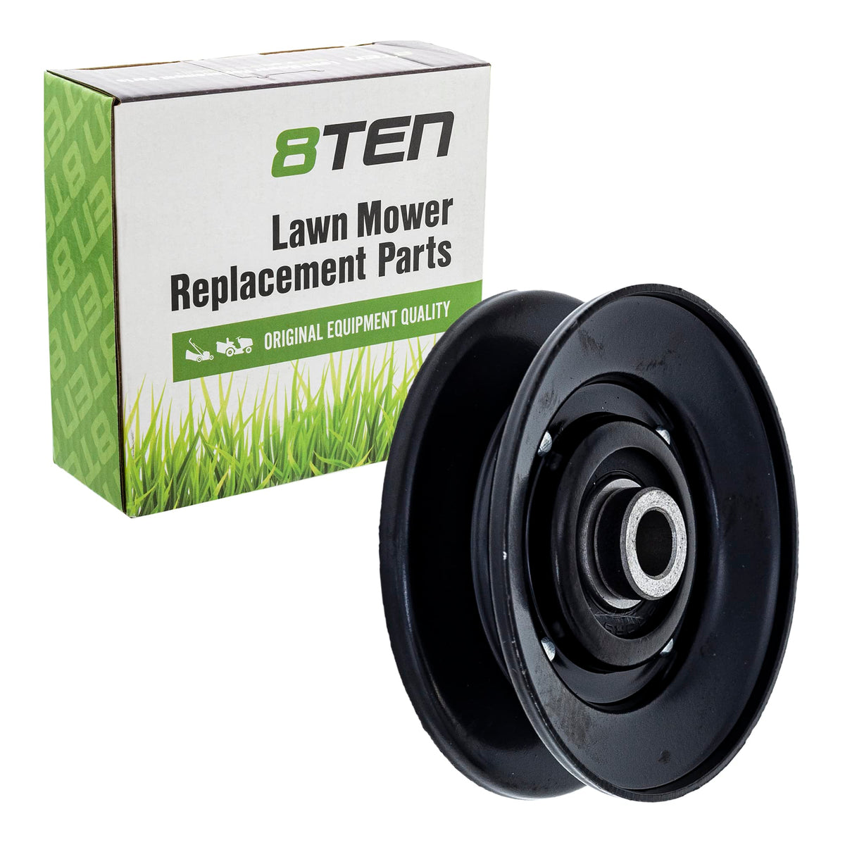 8TEN idler pulley side view shows OEM-compatible fit for TimeCutter