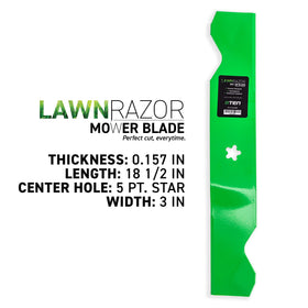 Sharp LawnRAZOR blade edge with high-lift design for efficient cutting