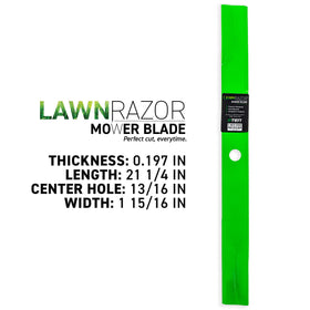 8TEN LawnRAZOR blade shows 1-15/16 inch width for deck compatibility.