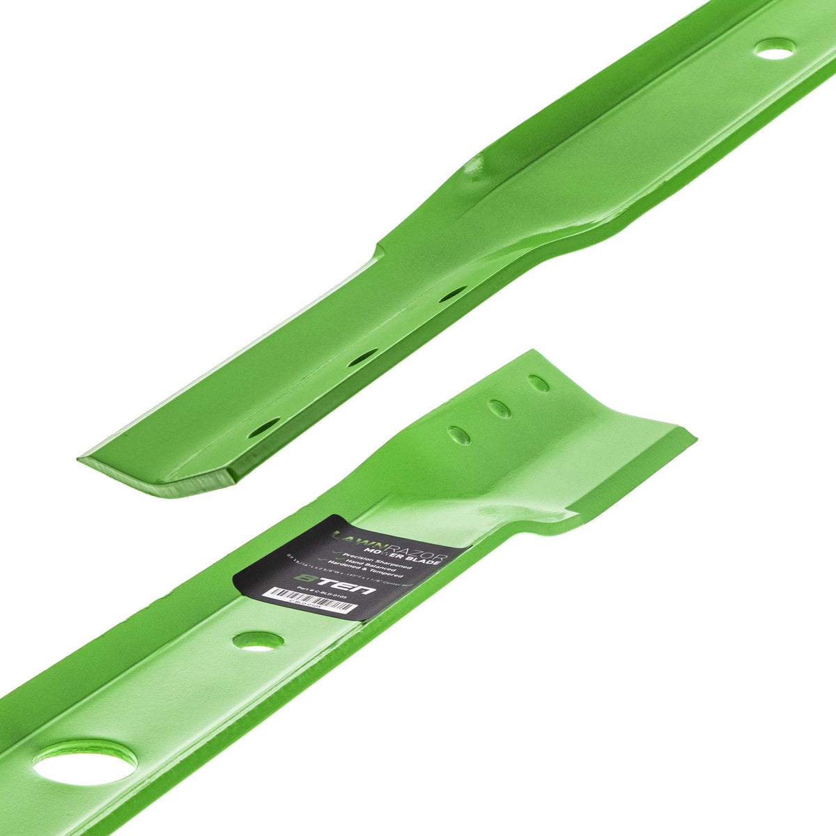 8TEN LawnRAZOR blade 28-deck fit demonstrating OEM compatibility