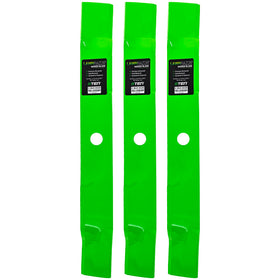 8TEN LawnRAZOR blade closeup for John Deere 60-inch deck shows a sharp mulching edge