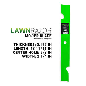 Close-up of 8TEN LawnRAZOR blade showing notched high-lift design.