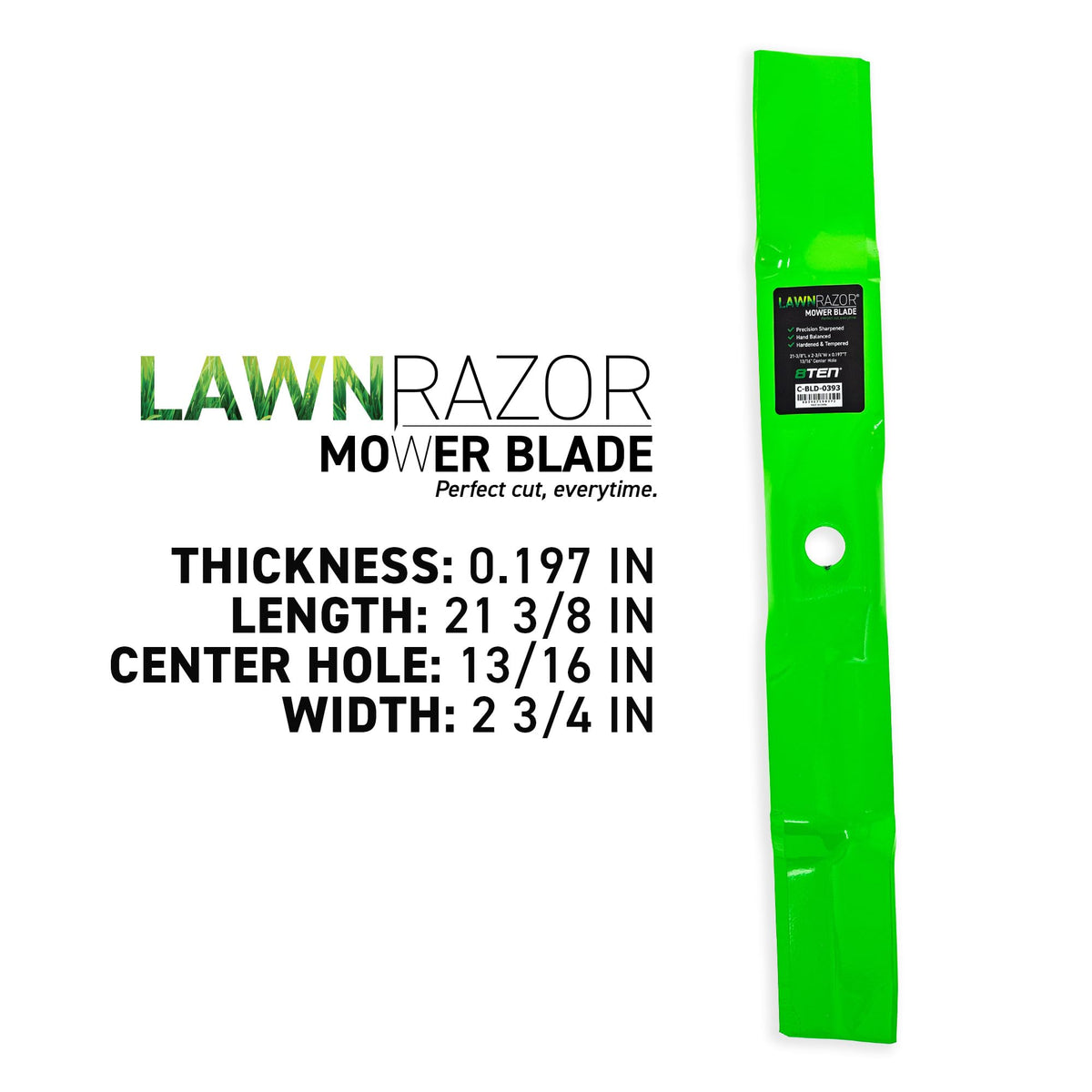 8TEN LawnRAZOR blade with OEM M170642 compatibility ensures a precise fit.