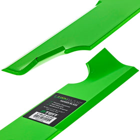 8TEN LawnRAZOR blade close-up with blade tip and notches for high-lift performance