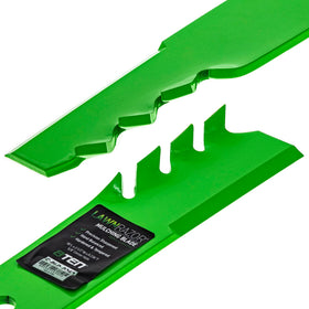 8TEN LawnRAZOR installation-angle view shows straightforward mounting on 52-inch mowers.