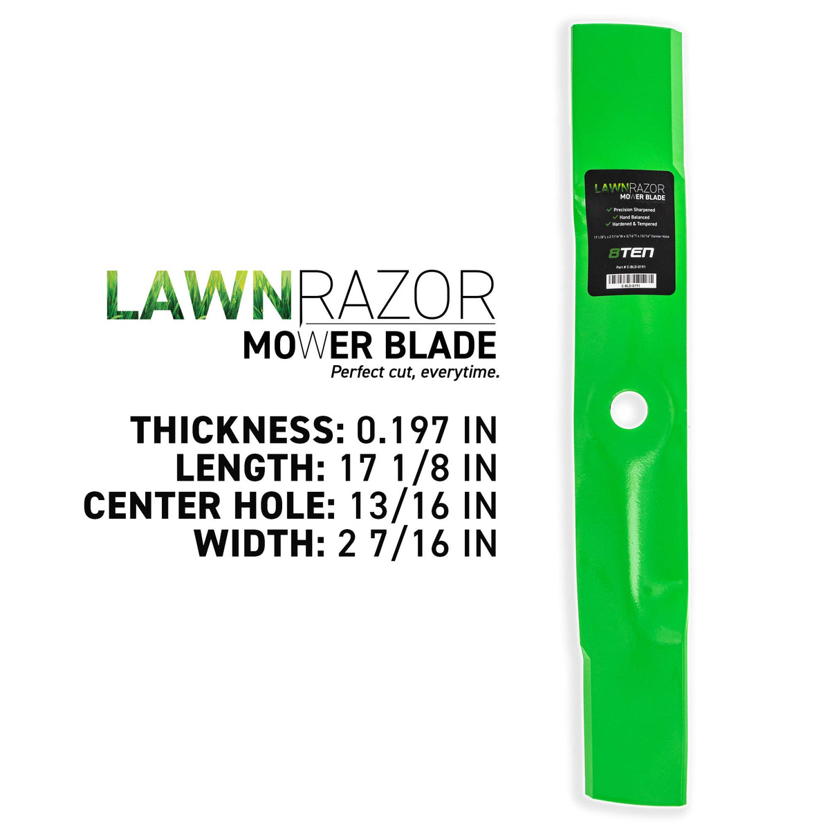 8TEN LawnRAZOR blade set length 17-1/8 inches for optimal deck fit