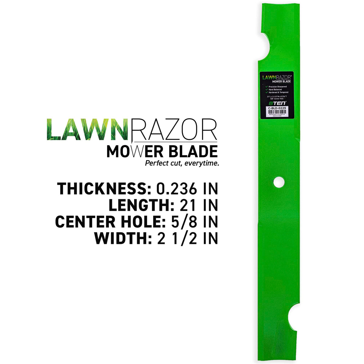 8TEN LawnRAZOR blade set on mower deck ready for easy installation and clean cut