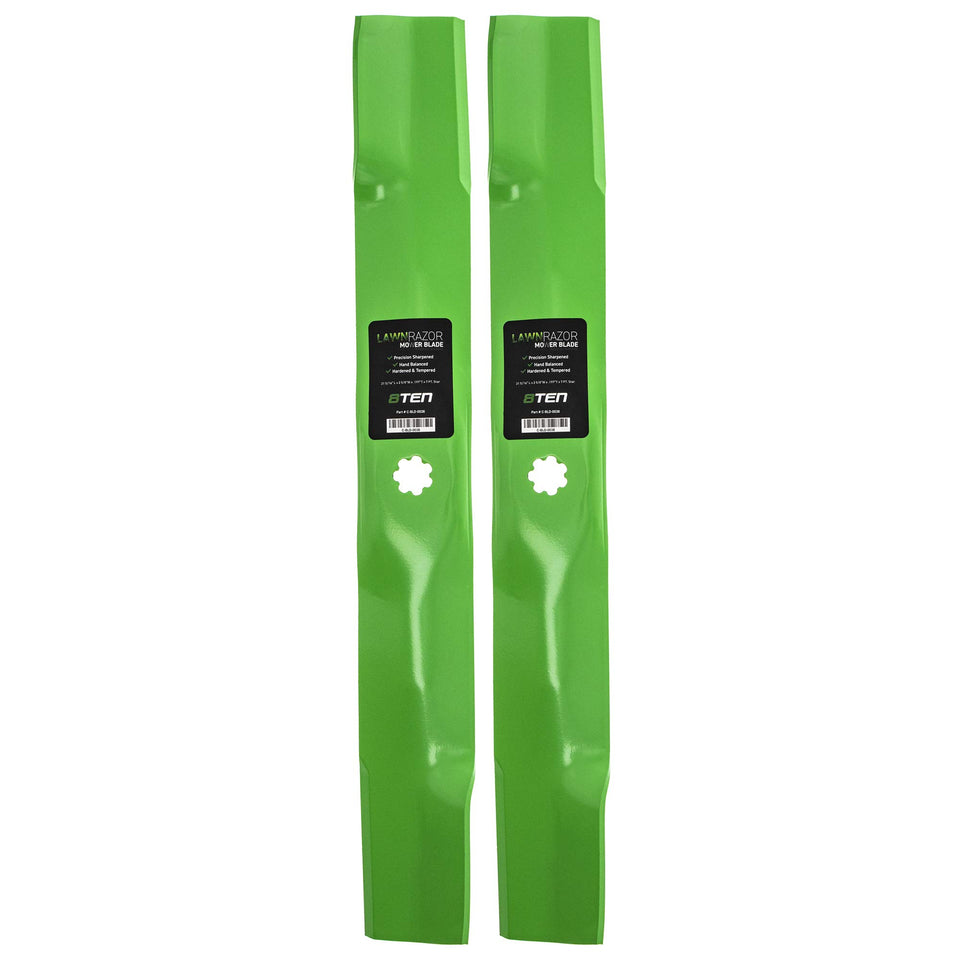 8TEN LawnRAZOR blade set packaging view for quick John Deere 42-inch deck upgrade