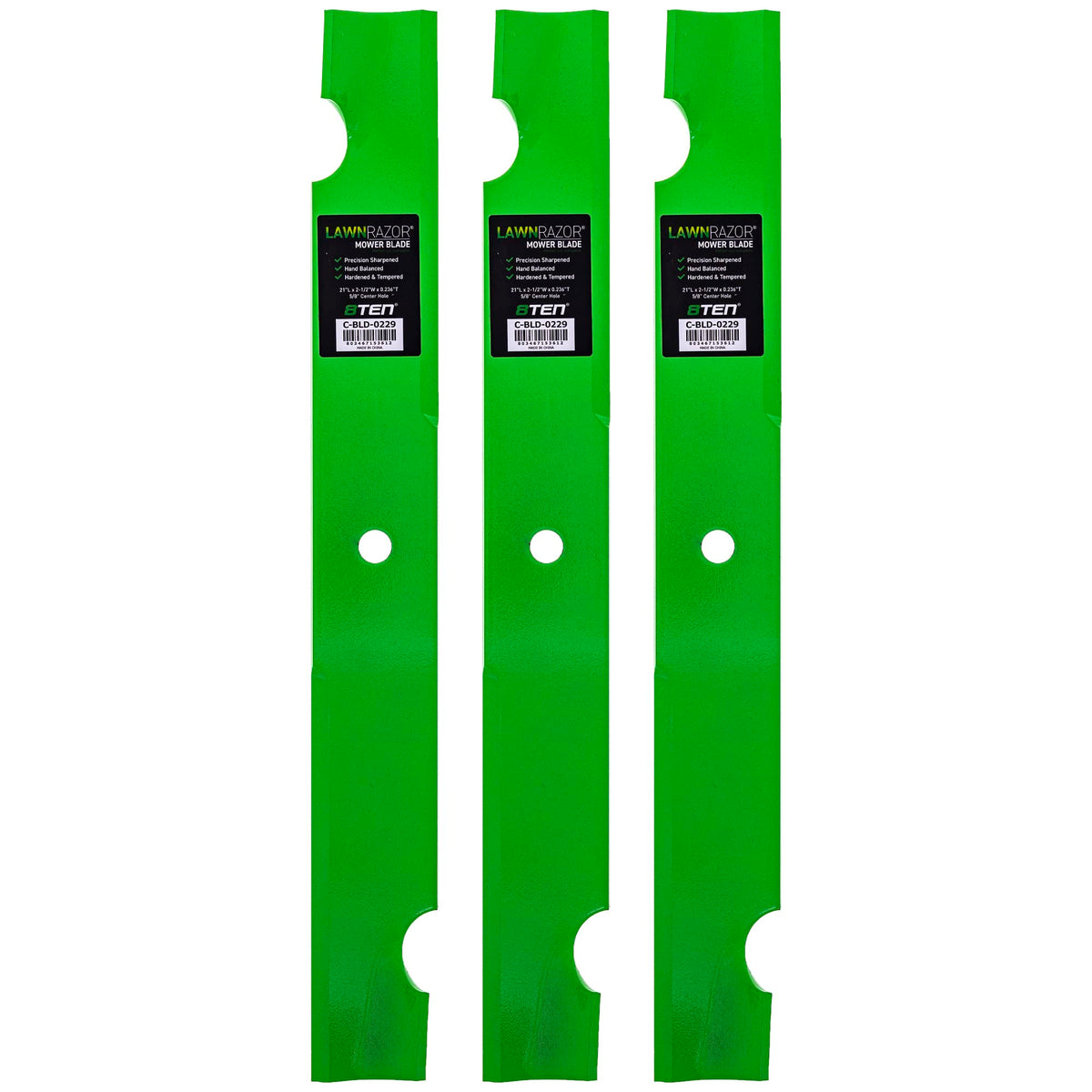 8TEN LawnRAZOR blade set packaging shows compact box for storage and quick replacement