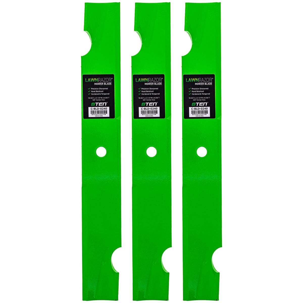 8TEN LawnRAZOR blades close-up showing a sharp edge for clean cuts on tough turf