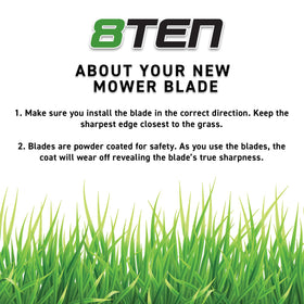 8TEN LawnRAZOR blade toothed edge designed for tougher grass.
