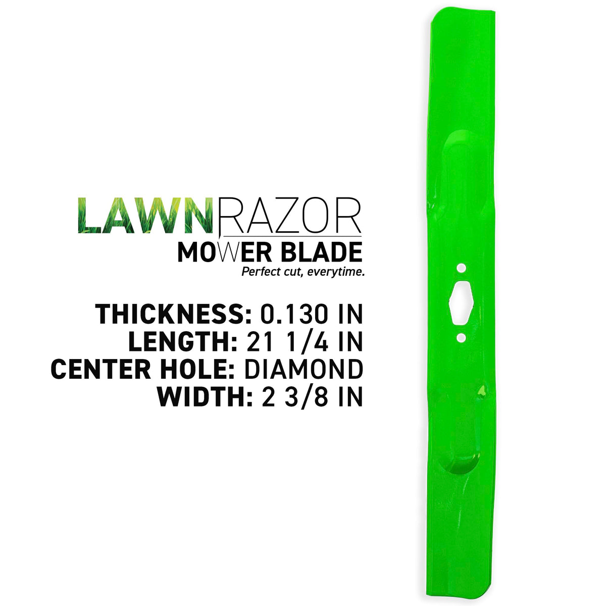 8TEN LawnRAZOR diamond hole pattern close-up for S-pattern spindle compatibility