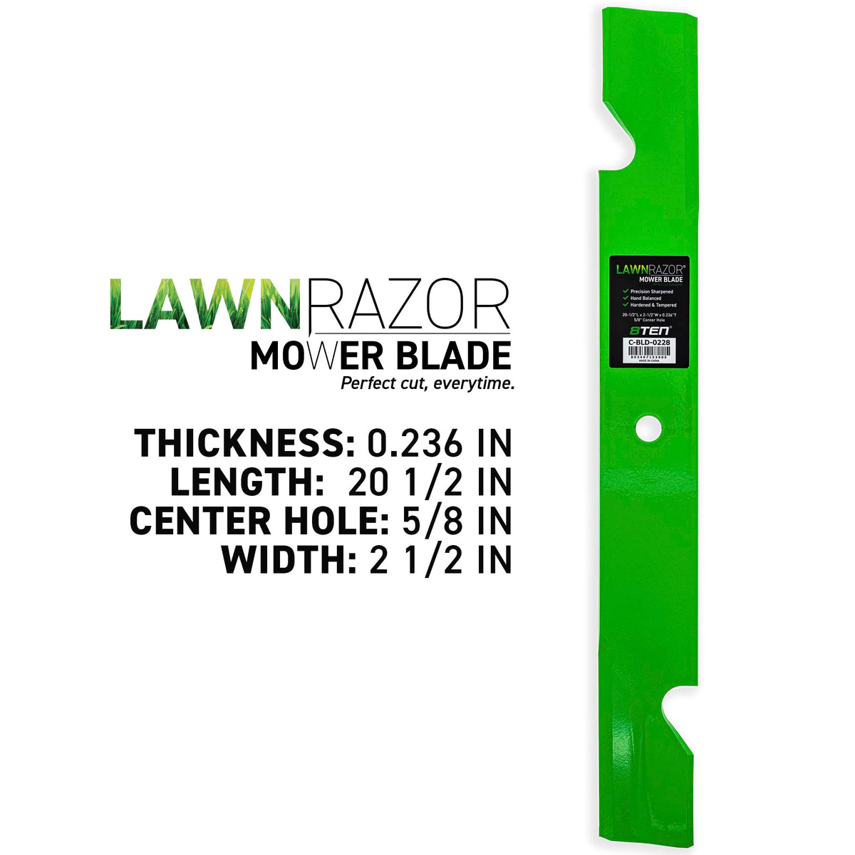 8TEN LawnRAZOR notched high-lift blade for Toro 60-inch deck improves grass lift
