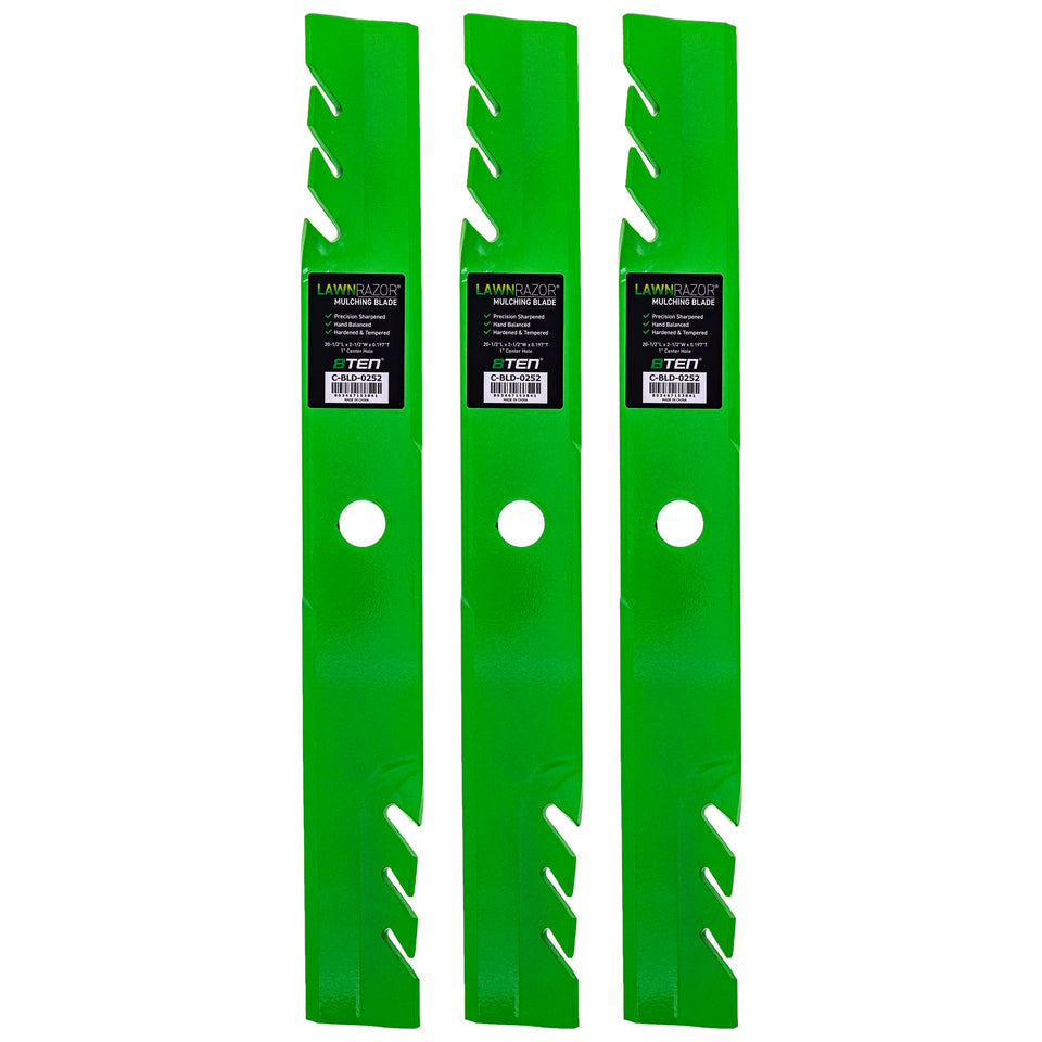 8TEN LawnRAZOR toothed mulching blade for Exmark 60-inch deck, close-up