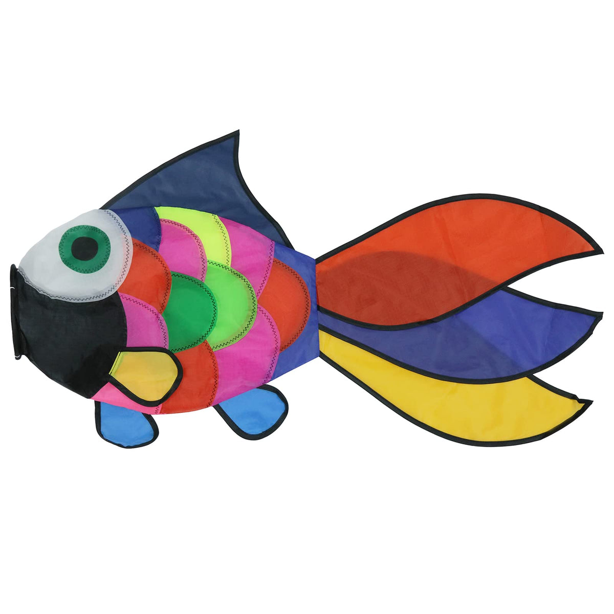 9KM DWLIFE rainbow fishing windsock spinner shows bright, eye-catching motion for patio decor.