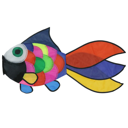 9KM DWLIFE rainbow fishing windsock spinner shows bright, eye-catching motion for patio decor.