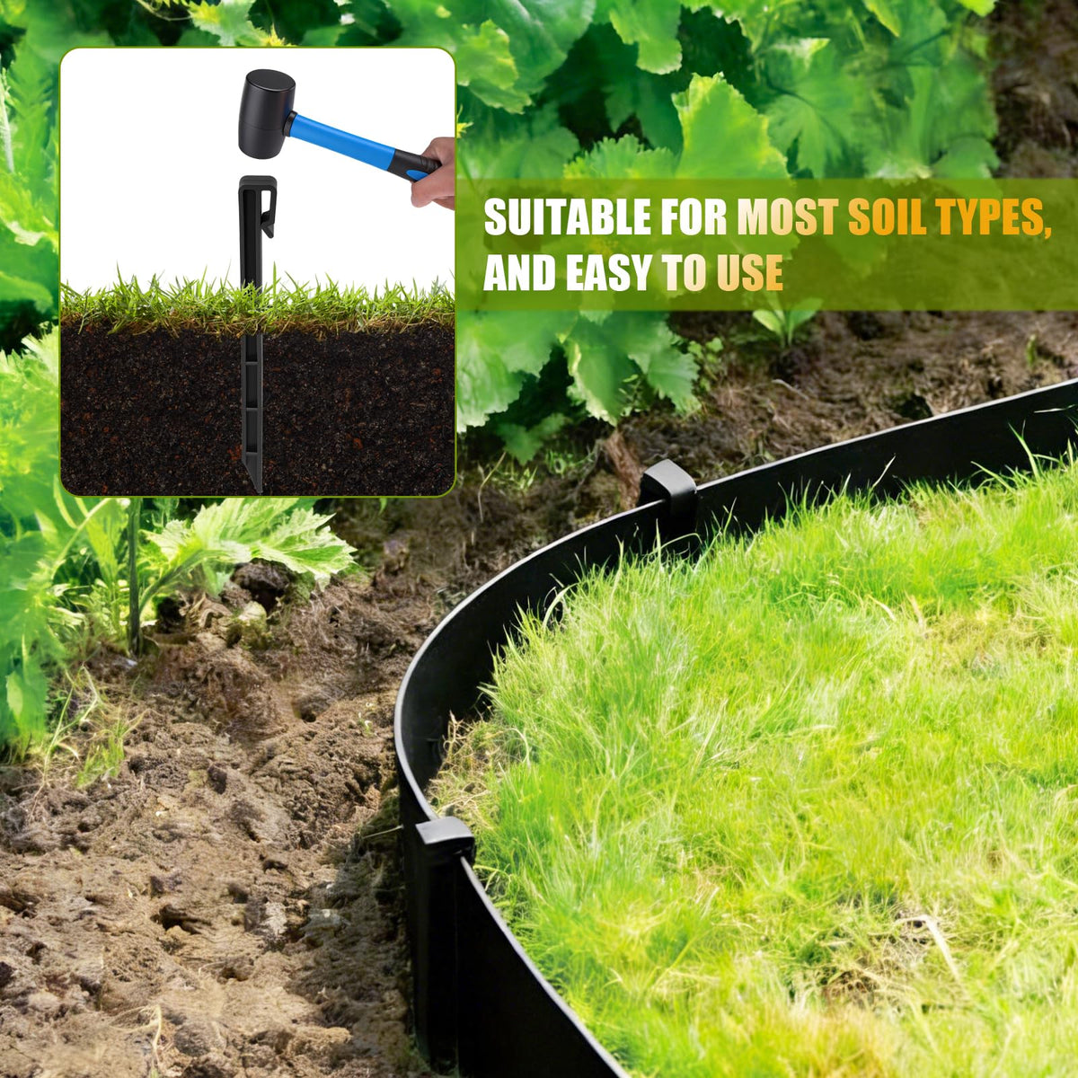 9TH SHOP stakes demonstrate easy installation with a rubber mallet