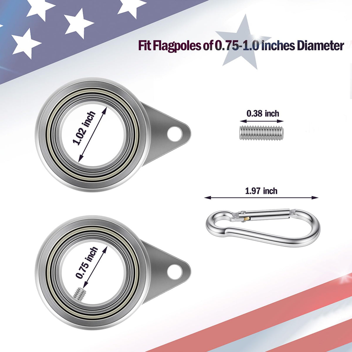 Loretoy flagpole ring in thick aluminum alloy for sturdy mounting.