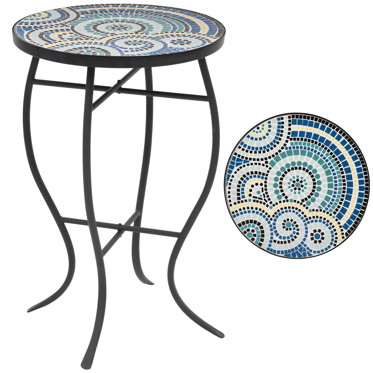 Ultym iron-frame side table showcases sturdy construction for daily outdoor use.