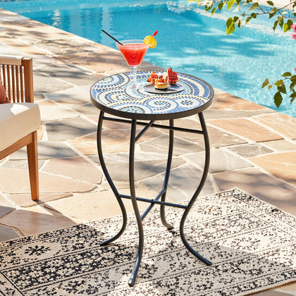 Ultym outdoor side table with mosaic-top adds vibrant color to your patio.