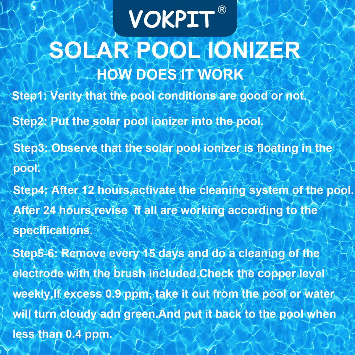 VOKPIT clear-water pool ambience illustrates potential chlorine reduction.