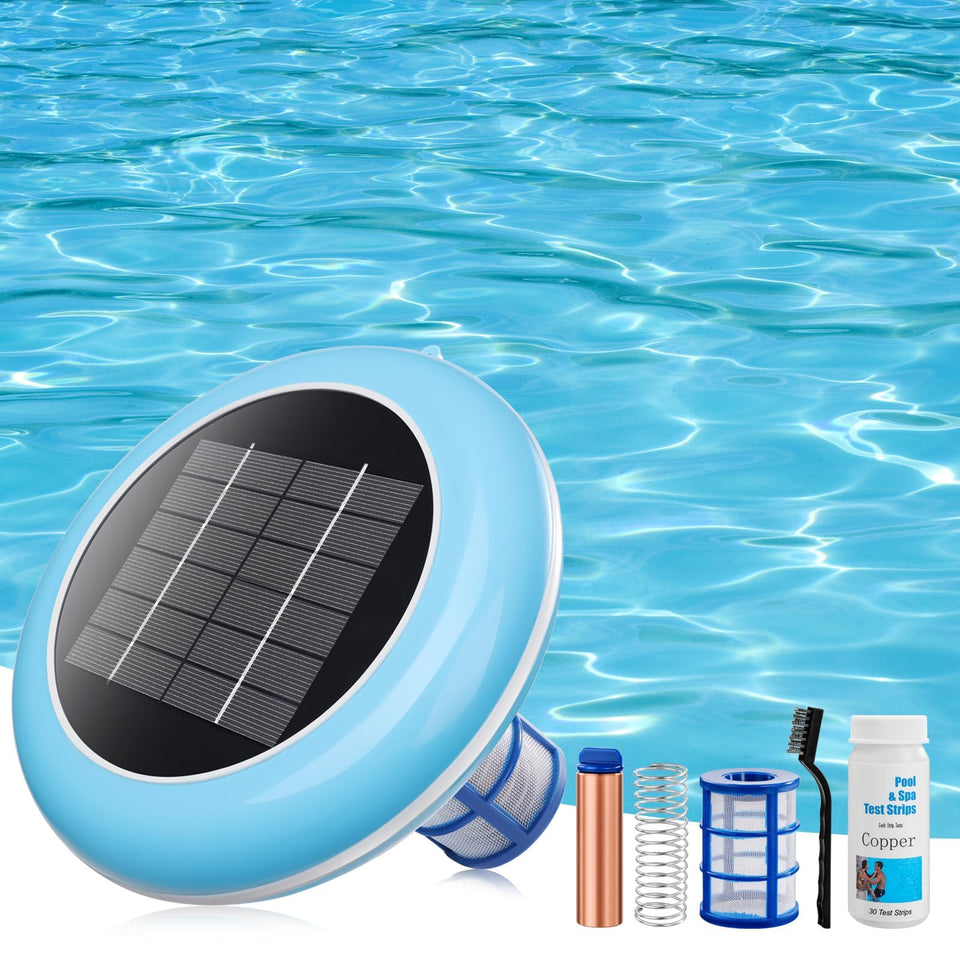 VOKPIT pool ionizer floating device on water surface reduces chemical needs.