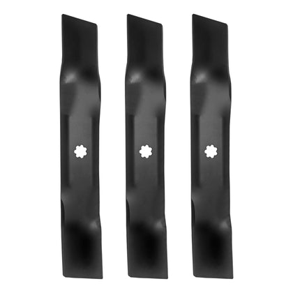 A ABIGAIL 3pack-48inch-deck mulching blades for cleaner cuts and longer life.