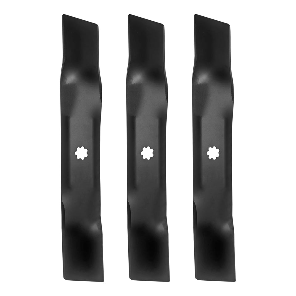 A ABIGAIL 3pack-48inch-deck mulching blades for cleaner cuts and longer life.