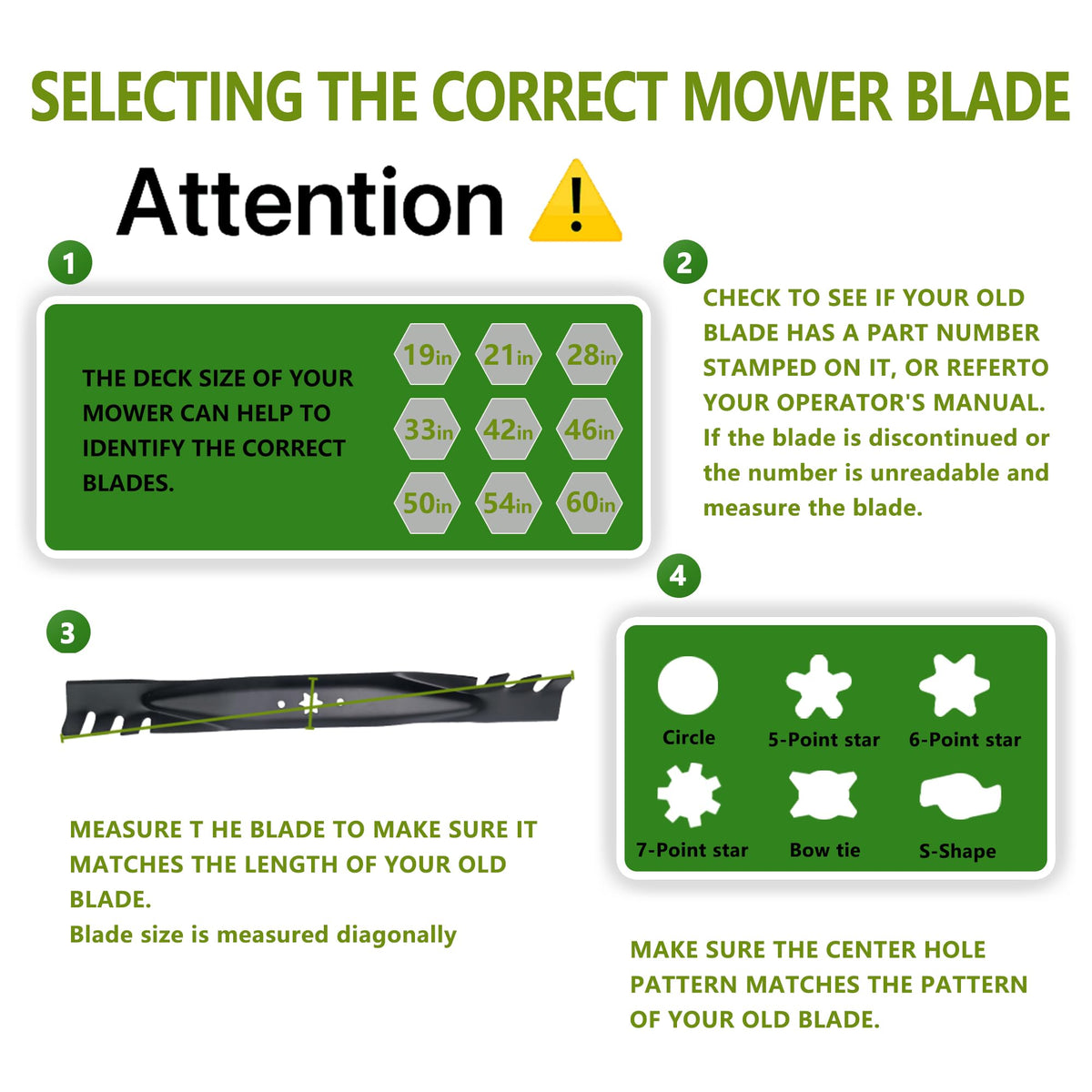 A ABIGAIL blades fit John Deere 145-155C series on 48-inch decks.