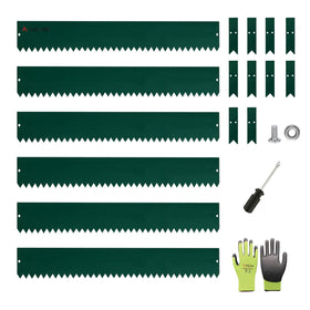 A ANLEOLIFE 20ft galvanized steel edging straight panel for a clean garden border.