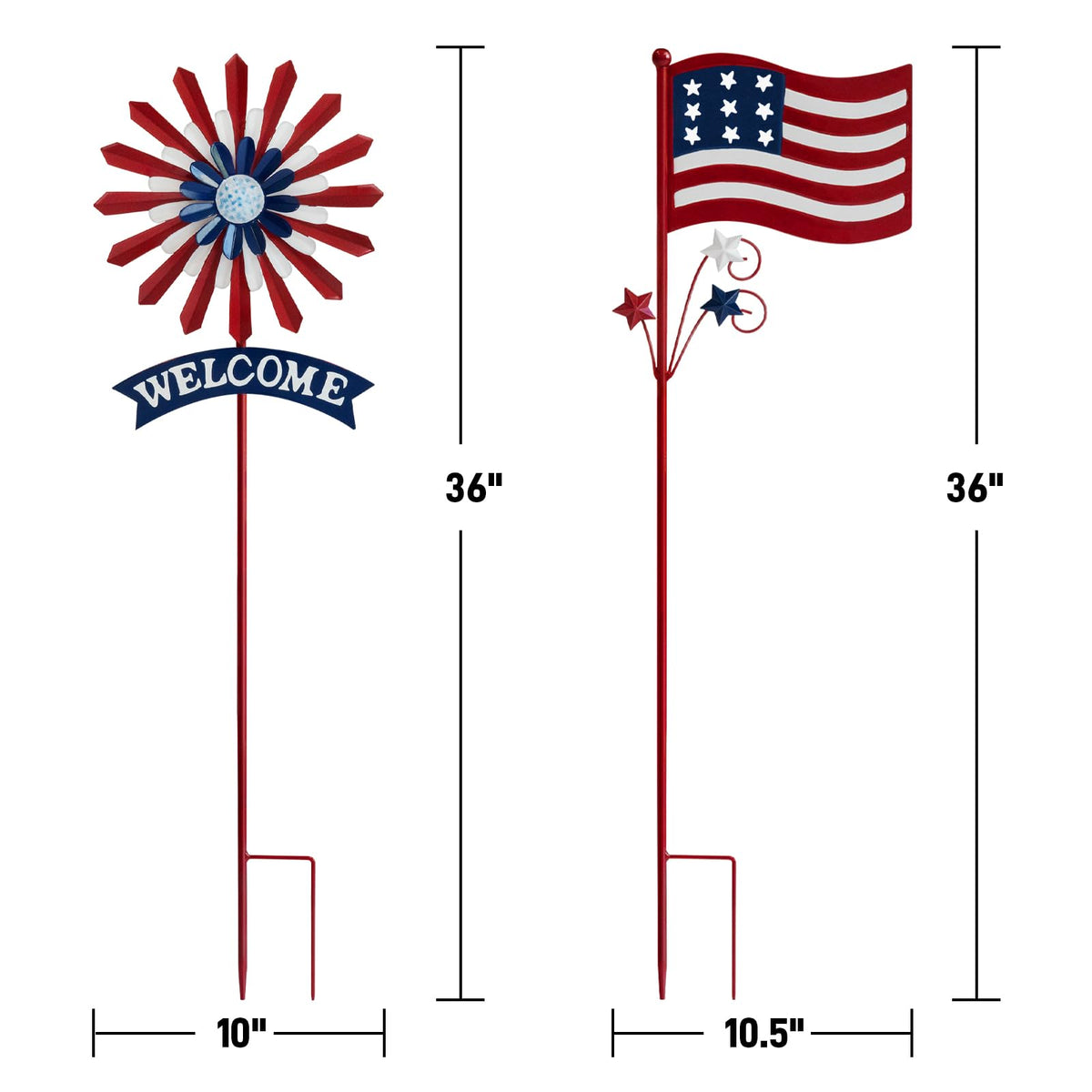 A ANLEOLIFE american flag stake 10x36in adds patriotic charm along walkways.