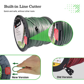 A Anleolife dual-core serrated line ready to slice through thick grass.