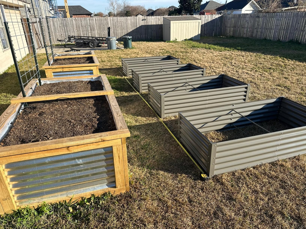 A ANLEOLIFE galvanized steel planter open bottom improves drainage in garden setups