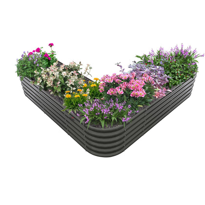 A ANLEOLIFE Heart-Shaped Garden Bed front view, durable galvanized steel for outdoor gardening.
