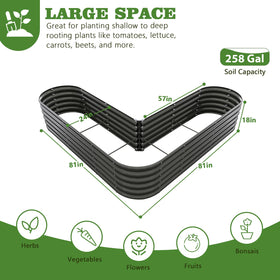 A ANLEOLIFE Heart-Shaped Garden Bed side view, 18-inch height for versatile planting.