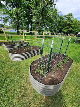 A ANLEOLIFE oval raised bed side view highlighting rust resistance for durable outdoor growing.