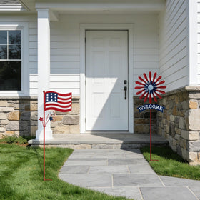 A ANLEOLIFE patio lawn decor setup highlights easy placement near walkways and entrances.