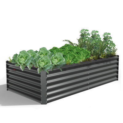 A ANLEOLIFE raised garden bed front view in quartz grey for outdoor gardening