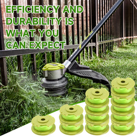 Ryobi trimmer with A ANLEOLIFE spool demonstrating seamless compatibility
