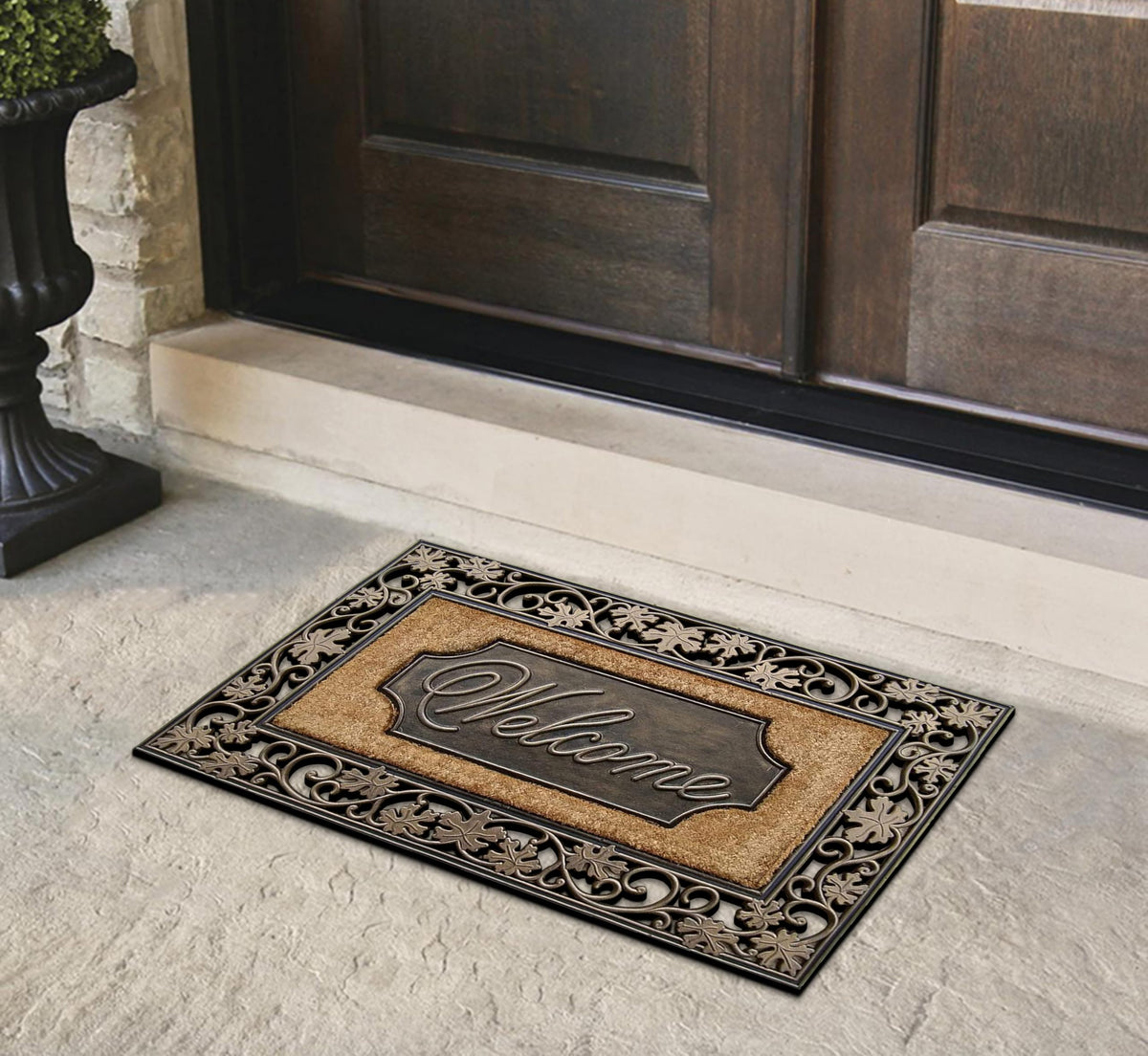 A1HC Molded rubber border mat offers stable grip for high-traffic entryways.