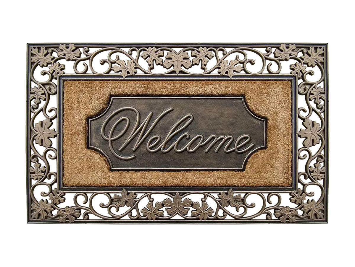 A1HC Natural Coir Rubber Doormat 38x23 for front door with dirt-trapping fibers.
