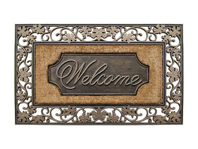 A1HC Natural Coir Rubber Doormat 38x23 for front door with dirt-trapping fibers.