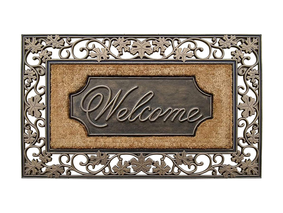 A1HC Natural Coir Rubber Doormat 38x23 for front door with dirt-trapping fibers.