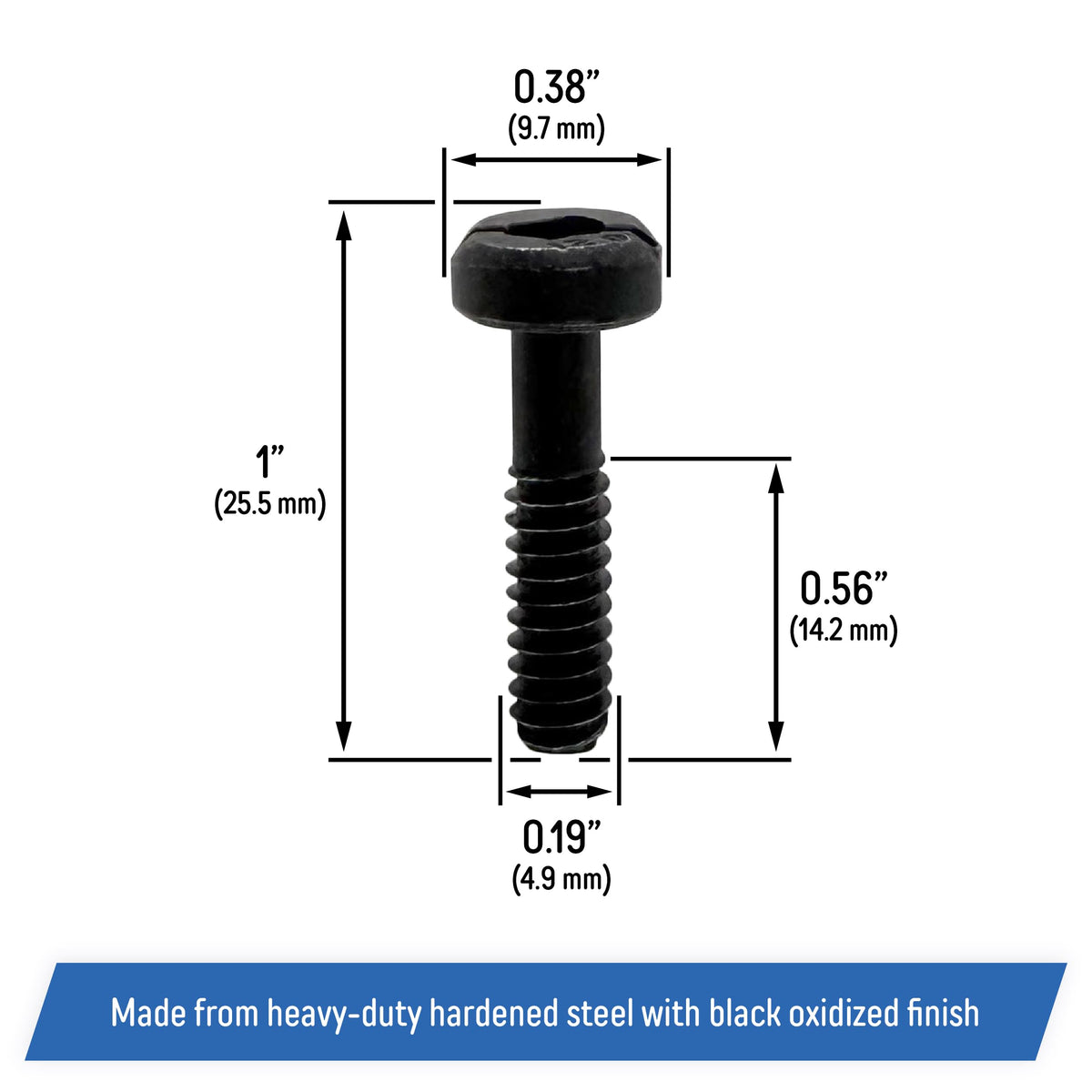 Heavy-duty hardened steel with black oxide finish for long-lasting durability