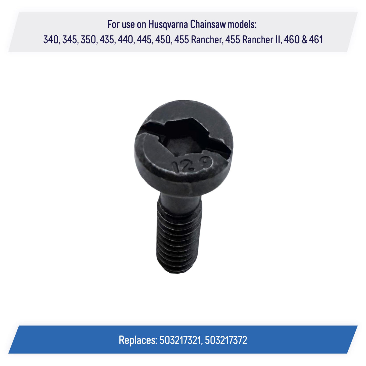 Close-up of screws compatible with Husqvarna 340–461 series for reliable compatibility